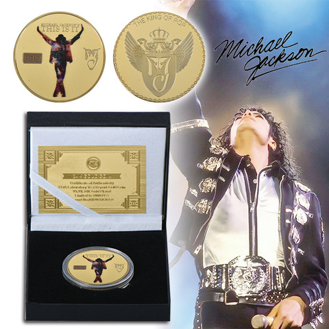 WR Michael Jackson Gold Plated Commemorative Coin United States Pop Singer Gold Coins Collectibles for New Year Gift ► Photo 1/6
