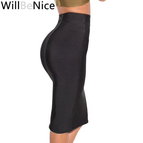 WillBeNice Black 2022 New Arrival Fashion Women Simple Knee Length Bandage Pencil Skirt ► Photo 1/6