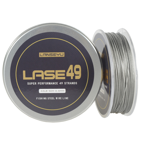 LANSEYU 50M Fishing stainless steel wire Fishing lines 44LB-70LB 49 strands soft wire line Cover with plastic Waterproof Coating ► Photo 1/6