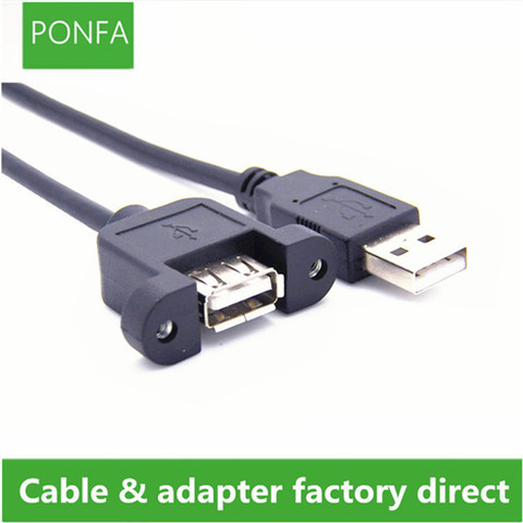 USB 2.0 male to female extension Cable USB 2.0Type A male to female Extension Cable with screw Panel Mount holes 20cm 50cm 1M 3M ► Photo 1/3