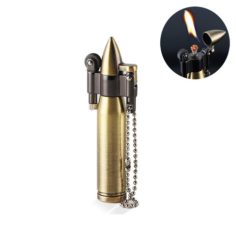 Retro Mini Bullet Lighters Flame Kerosene Oil Lighter Keychain pendant Cigarette Fire Metal gasoline Cigar Lighters Men Gadget ► Photo 1/4