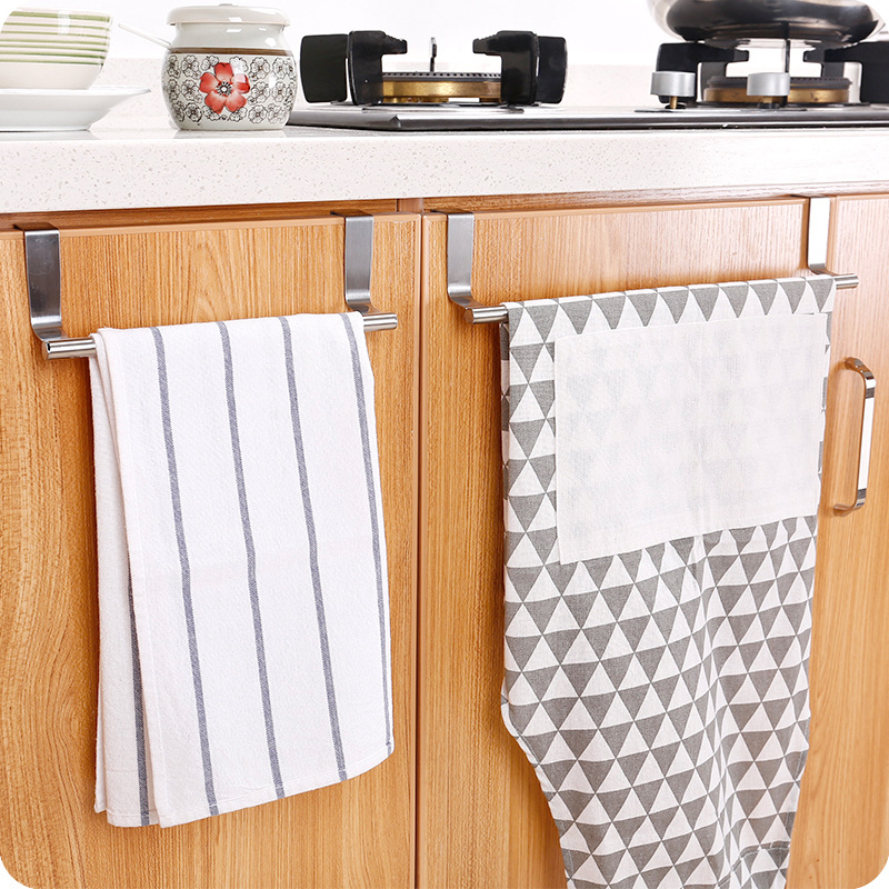 Over Door Towel Rack Bar Hook Stainless Holder Kitchen Cabinet Storage Hanger