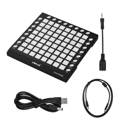 WORLDE ORCA PAD64-A USB MIDI Drum Pad Controller 64 RGB Backlit Pads 24 Buttons Built-in 128MB Sound Module with USB Cable ► Photo 1/1