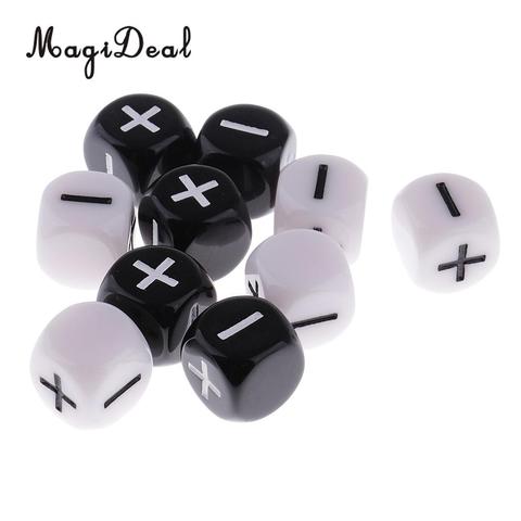 MagiDeal High Quality 10Pcs Plastic 6-Sided Dice Minus Plus D6 for Table Games D&D MTG RPG Gaming School Party Bar Game Props ► Photo 1/6
