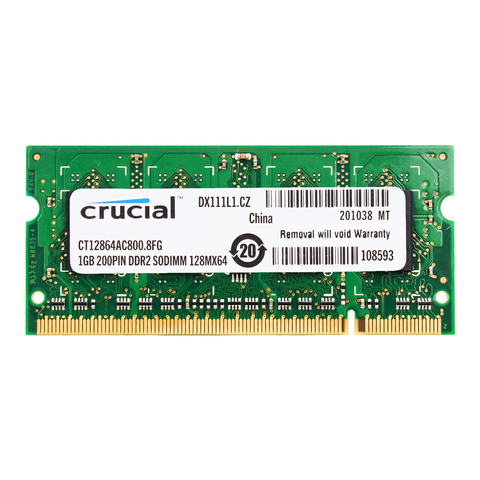 Crucial Laptop Memory DDR2 800MHZ DDR2 1GB 2GB 1.8V CL6 200pin laptop RAM ddr2 2GB=2PCS*1G PC2-6400SS ► Photo 1/3