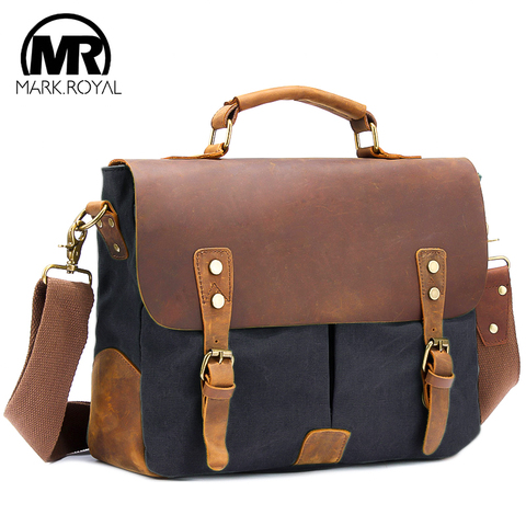 MARKROYAL New Leather Travel Bags Men Vintage Shoulder Bags Large Capacity Handbags Business Travel Bag School Laptop Tote Bag ► Photo 1/6