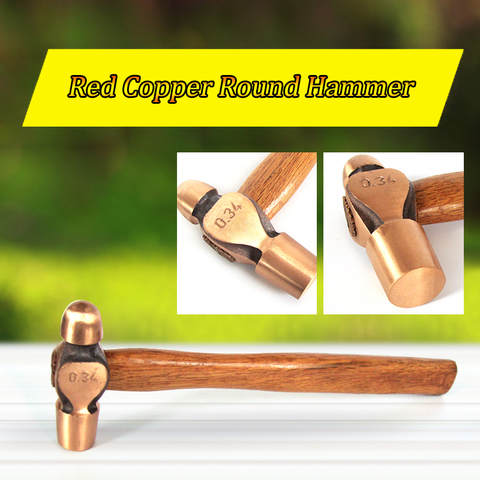 0.11kg,0.22kg/0.5p, Explosion-proof Ball-peen Hammer with wooden handle,Red Copper Round Hammer,Safety Tools ► Photo 1/4