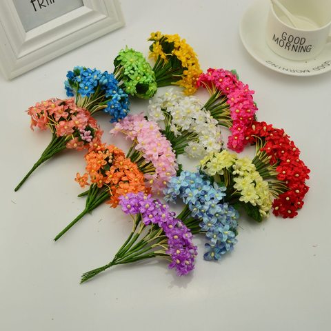 12pcs Artificial Plum Stamen Berry flowers for Wedding car Decoration Bride bouquet DIY Scrapbooking Wreath Fake Flowers ► Photo 1/6