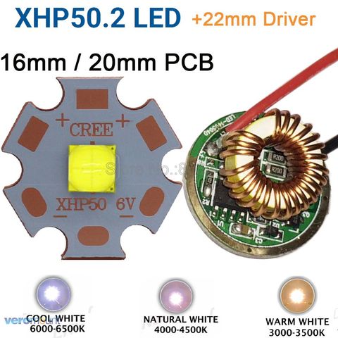 Cree XHP50.2 Gen2 6V Cool White Neutral White Warm White High Power LED Emitter + 22mm 1 Mode or 3 Modes or 5 Modes Driver ► Photo 1/6