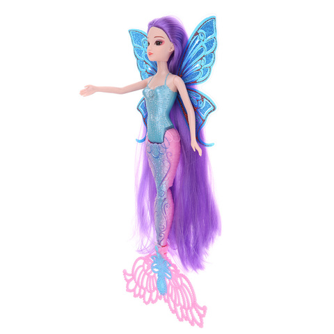 30cm Modern Girl Magical Mermaid Doll with Wing Kids Birthday Gift Children Pretend Play Toy Cake Toppers ► Photo 1/5