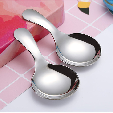 2Pcs/Set Cute 304 Stainless Steel Spoon/Ice Cream Sugar Salt Spice Condiment Spoon/Short Handle Tea Coffee Scoop/Kitchen Tools ► Photo 1/6