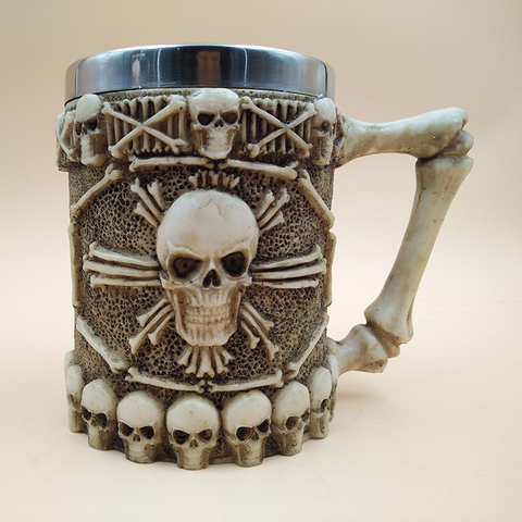 New Halloween 3D Multi Skull Mug Stainless Steel Drinking Crypt Tankard Coffee Tea Bottle Mug Skull Knight Drinking Mug Gift ► Photo 1/1