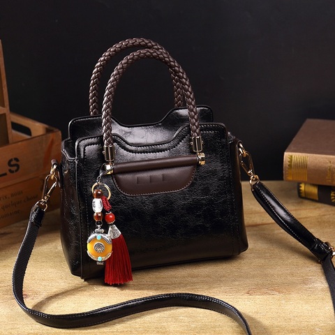 Vintage Genuine Leather Casual Tote Bag Handbags Women Bags Famous Brand Retro Shoulder Bag Oil wax Messenger Bag sac a main T54 ► Photo 1/6