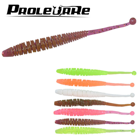 Proleurre 50Pcs 6CM 0.7G Soft baits Artificial silicone Salt Smell Warms Fishing Lures With Crank Hooks or Lead Hooks Fishing ► Photo 1/6