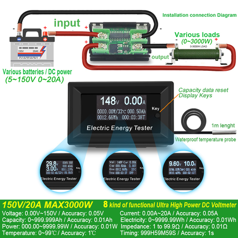 ATORCH DC Current Meters digital voltmeter ammeter voltage amperimetro wattmeter volt capacity tester indicator lcd monitor ► Photo 1/3