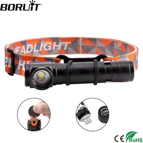 BORUiT T6 LED Powerful Headlamp 1000LM 4-Mode Headlight Rechargeable Waterproof Head Torch with Magnet for Camping Hunting ► Photo 1/6