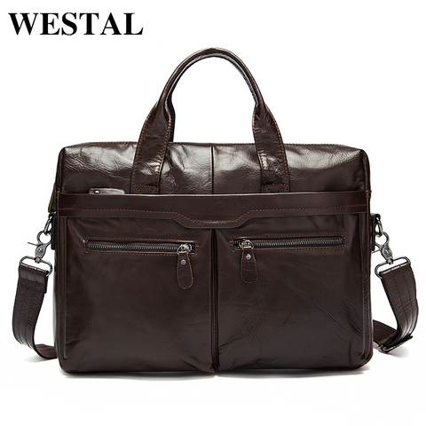 WESTAL Men's Bag Genuine Leather Messenger Bag Men Leather Men's Shoulder/Crossbody Bags for Men Laptop Bags Briefcases Totes ► Photo 1/6