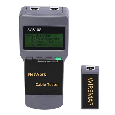 Portable Network LAN Length Cable Tester Meter Digital Network LAN Phone Cable Tester & Meter With LCD Display 5E 6E CAT5 RJ45 ► Photo 1/6