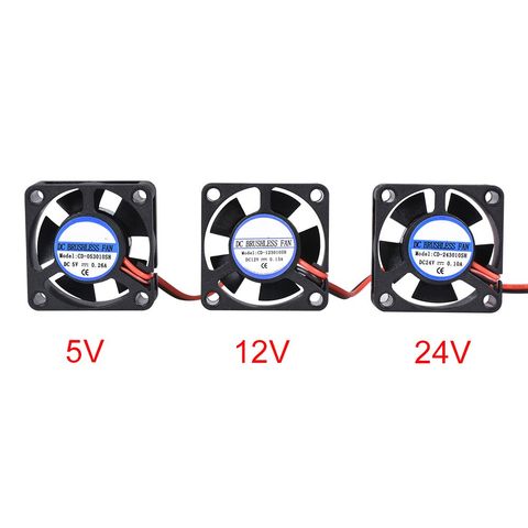 DC 5V 12V 24V 3010 Fan Cooling Brushless Mini Fan 30*30*10MM Cable 17CM 2Pin Radiator Black For 3D Printer Parts Reprap ► Photo 1/6