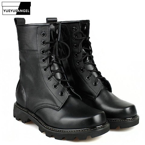 Spring  New Fashion Mens Military Boots For Man Steel Round Toe Army Boots Tactical Lace Up Combat Boots Black Color ► Photo 1/6