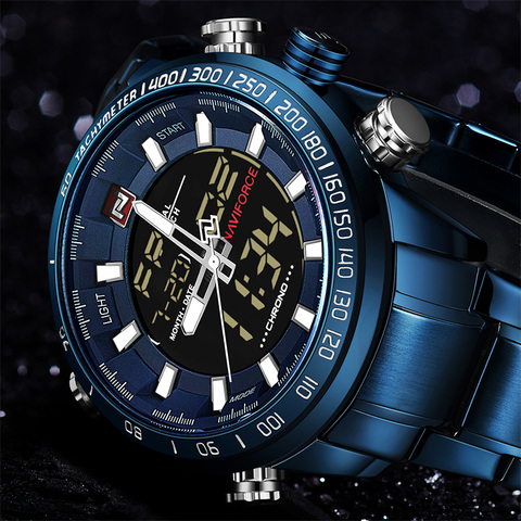 NAVIFORCE 9093 Luxury Men's Chrono Sport Watch Brand Military Waterproof EL BackLight Digital Wrist watches Men Stopwatch Clock ► Photo 1/6