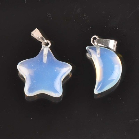 21mm 1/2Pcs Natural Stone Pendant opal star moon moonstone crystal For Necklace making TRS0234X ► Photo 1/3