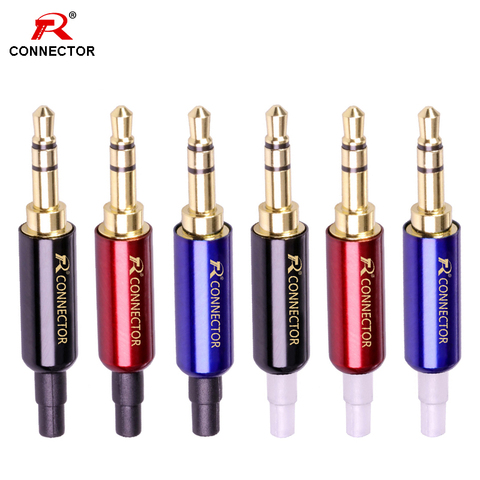 8pcs Stereo 3.5mm Jack Connector 7Colors 3Poles Gold Plated Copper Plug + Copper Shell + Protecting Tail 3.5mm plug ► Photo 1/6