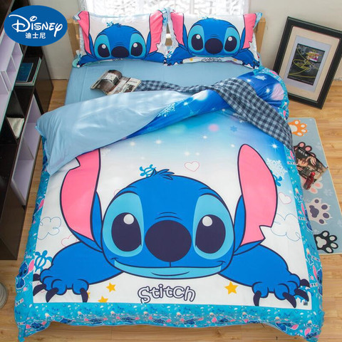 Cartoon Girls Bed Cover Pillow Cases, Stitch Bed Set Twin
