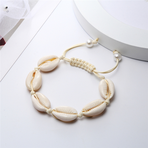 Bohemian natural sea shell bracelets anklet Hand Knit rope elastic beaded Pulseira DIY beach Jewelry accessories summer women ► Photo 1/6