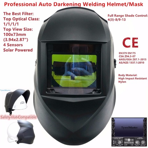 Welding Mask Top Size 100x73mm Top Optical Class 1111 4 Sensors Shade 3-13 Hard Hat Construction Auto Darkening Welding Helmet ► Photo 1/6