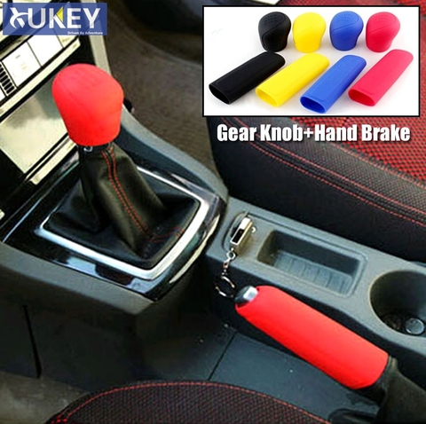 2Pcs Car Silicone Gel Gear Knob Cover Head Shift Glove Gear Shift Collars Handbrake Sleeve Car Hand Brake Covers Skin Universal ► Photo 1/6