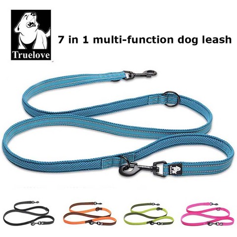 Truelove 7 In 1 Multi-Function Adjustable Dog Lead Hand Free Pet Training Leash Reflective Multi-Purpose Dog Leash Walk 2 Dogs ► Photo 1/6