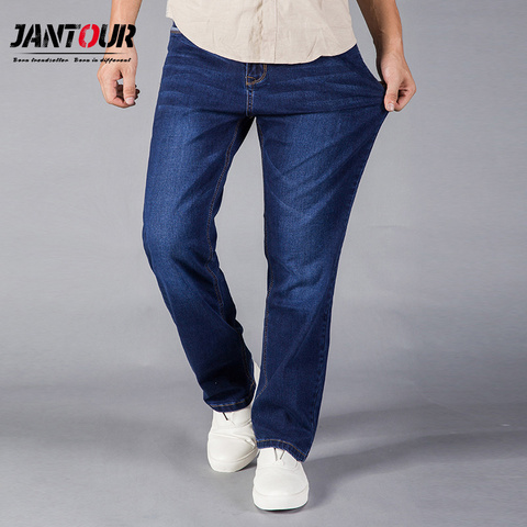 Brand Jeans Men High Quality Straight Loose Stretch Denim Pants Mens Trousers Blue Business Cowboys Man Jeans Big size 40 42 44 ► Photo 1/6