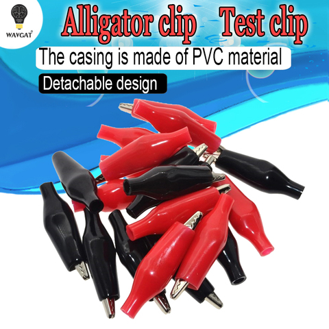 20pcs/lot 28MM Metal Alligator Clip G98 Crocodile Electrical Clamp for Testing Probe Meter Black and Red with Plastic Boot ► Photo 1/6