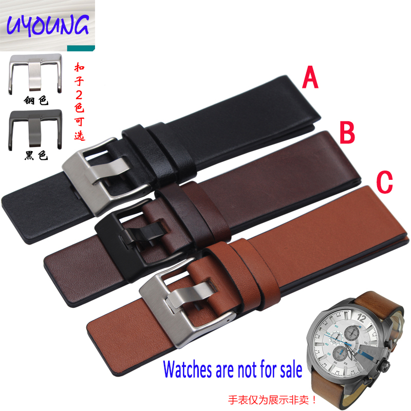 Youyang Plain Leather Watchband adapter DZ1399 DZ4280 DZ4290 24 26