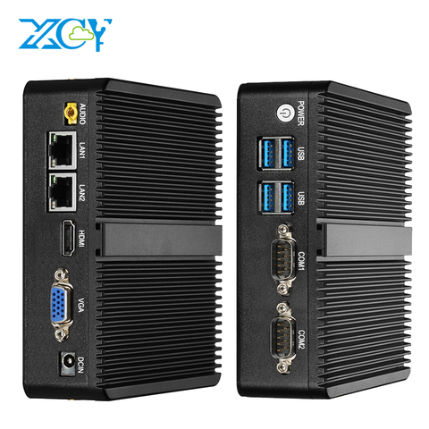 XCY Fanless Mini PC Intel Celeron J1900 Dual Gigabit Ethernet 2x RS232 HDMI VGA 4xUSB WiFi Windows 10 Linux Industrial Computer ► Photo 1/6