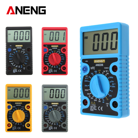 ANENG AN8206 Mini Digital Multimeter  Buzzer Square Wave Output Ampere Voltage Ohm Tester Probe Electronic multi meter ► Photo 1/1