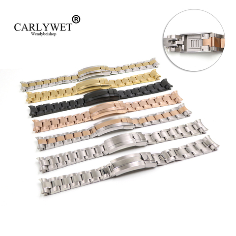CARLYWET 20mm Solid Curved End Screw Links New Style Glide Lock Clasp Steel Watch Band Bracelet For OYSTER Style SUBMARINER ► Photo 1/6