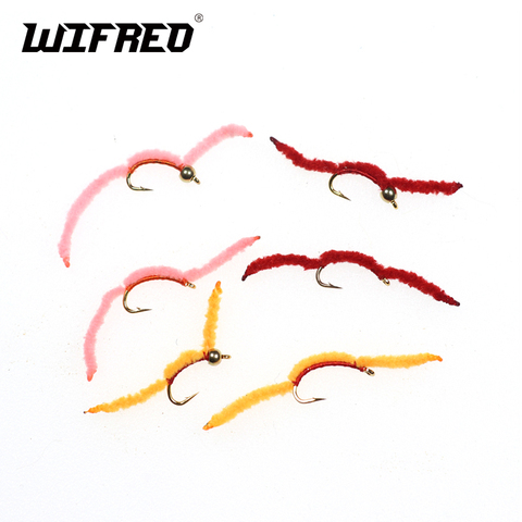 Wifreo 6PCS Size 16 Mix Color Sanjuan Worm Fly Trout Crappie Fly Fishing Bait Artificial Lures Earth Worm ► Photo 1/6