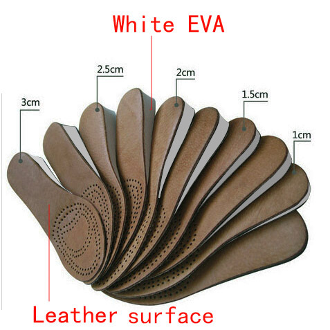 Breathable genuine leather rising insole height increasing shoes insole men or women  ► Photo 1/1