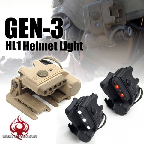 Night Evolution Airsoft Gen3 HL1 Helmet Light White Red IR Led Tactical Softair Hunting Flashlight NE05003 ► Photo 1/6