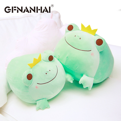 1pc 35cm cute the Crown Frog plush pillow stuffed down cotton kids toys kawaii smile frog dolls for children birthday gift ► Photo 1/6