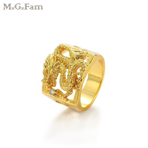 MGFam Dragon Rings For Masculine Men 24 k Pure Gold Color China Mascot National Style jewelry 9/10/11/12 (US) ► Photo 1/6