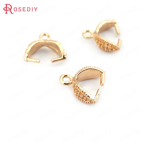 (31725)20PCS Clasp height 5MM 24K Champagne Gold Color Plated Brass Charms Connector Pendants Clasps Beads Connector Accessories ► Photo 1/6