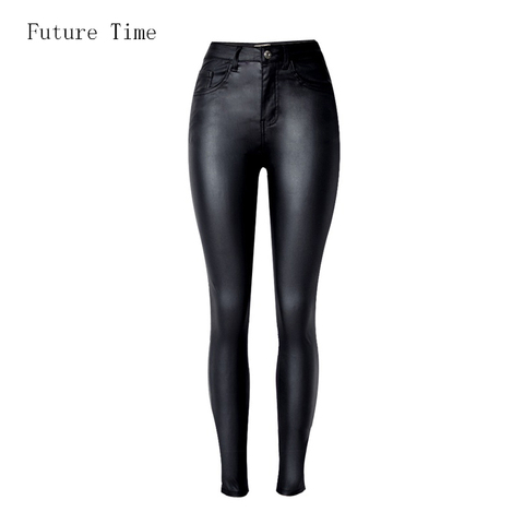 Fashion High-waist Leather Pants Pencil Skinny Women Faux Leather Leggings  