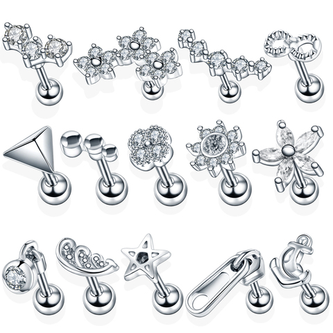 1PC Steel Ear Tragus Cartilage Piercing Crystal Flower Conch Lobe Earrings Barbell Piercing Orelha Ear Stud Helix Sexy Jewelry ► Photo 1/6