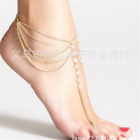 New Crystal Anklets Chain Bracelet Women Barefoot Sandal Beach Foot Jewelry SE 