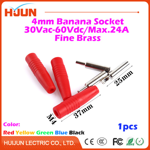1pcs 4mm 24A Copper Banana Panel Socket Plug Binding Post Audio Speaker Adapter Amplifier Power Female Terminal Connector ► Photo 1/1