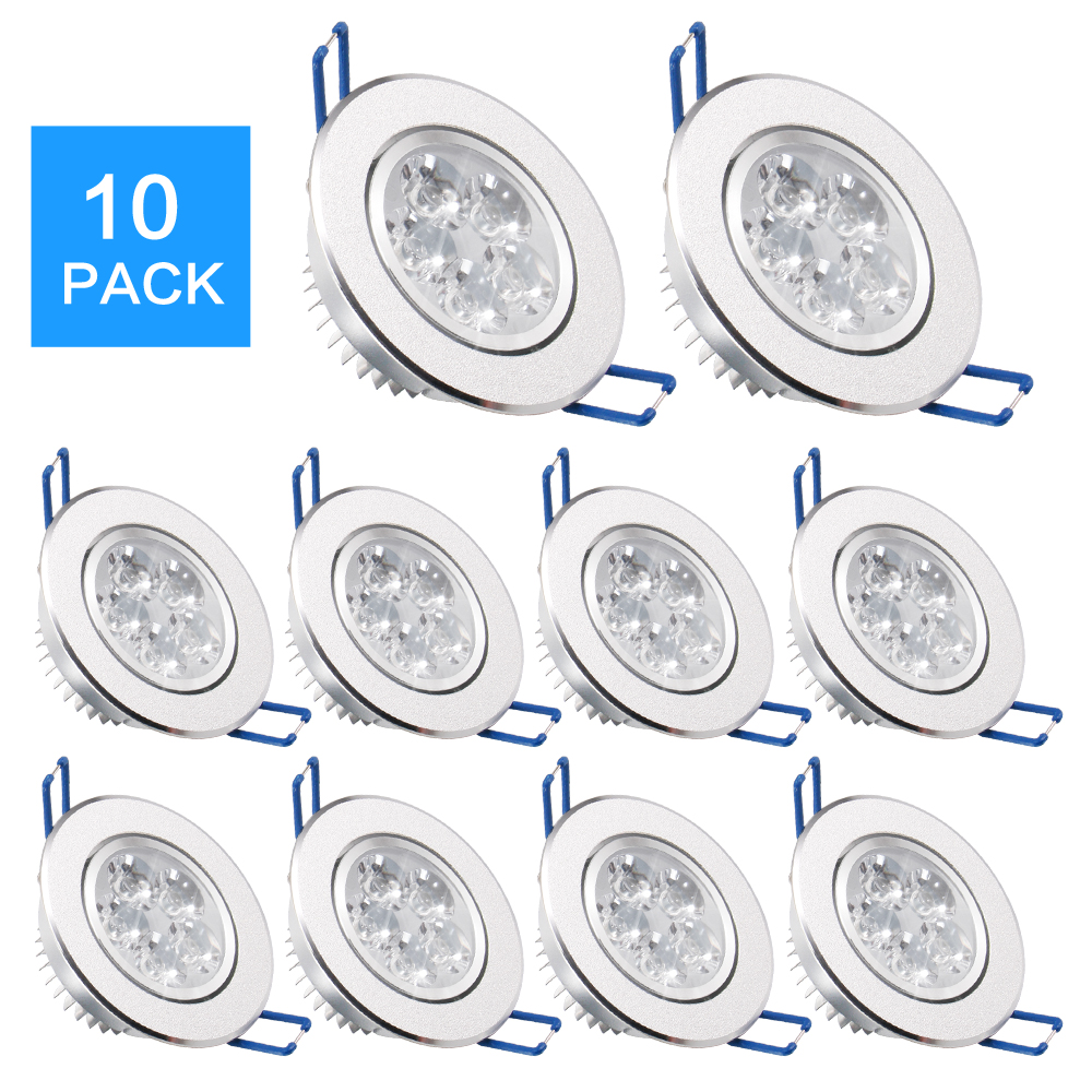 10 Pack,Pocketman 110V 5W Dimmable LED Ceiling Light Downlight,Cool White Spotlight Lamp Recessed Lighting Fixture,with LED Driver 