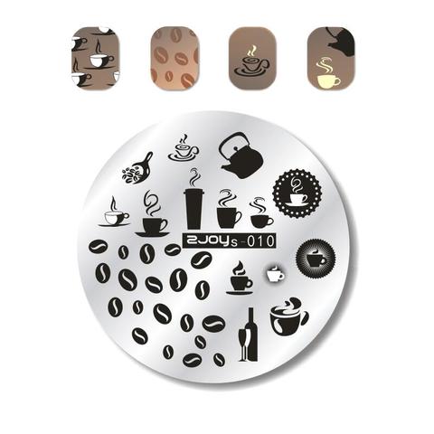 1pc Nail Art Stamp Template Coffee Cup/Tea Pot/Wine Bottle Design Image Nail Stamping Plates Manicure Tools 5.5cm ZJOYs-010 ► Photo 1/1